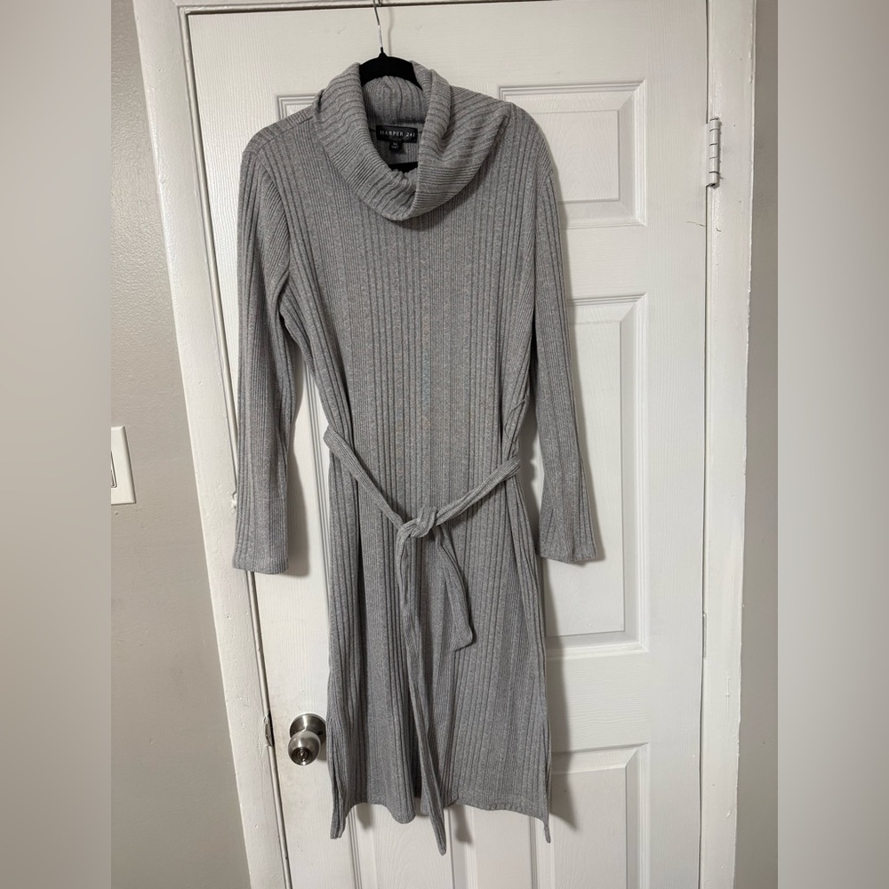 Harper Silver Long Sleeve Knit Dress